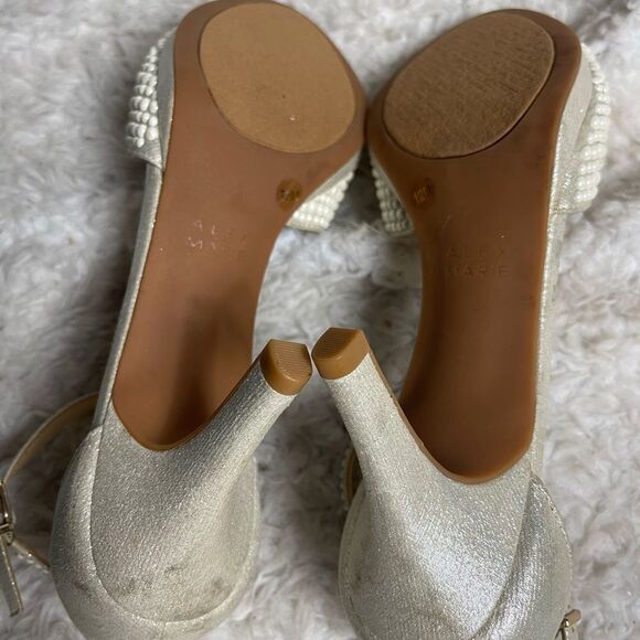 Alex Marie ivory glitter satin pearls T strap ankle sandals size 12M - Picture 12 of 12